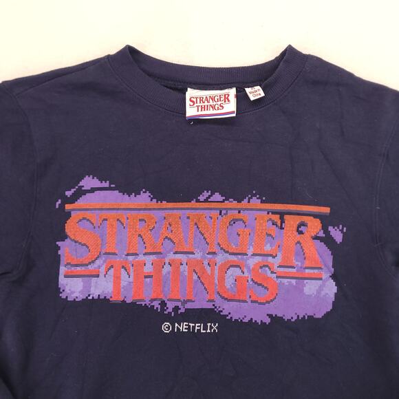 Stranger Things Long Sleeve Crew Neck Sweatshirt Womens Size XS Navy Blue - Picture 1 of 9